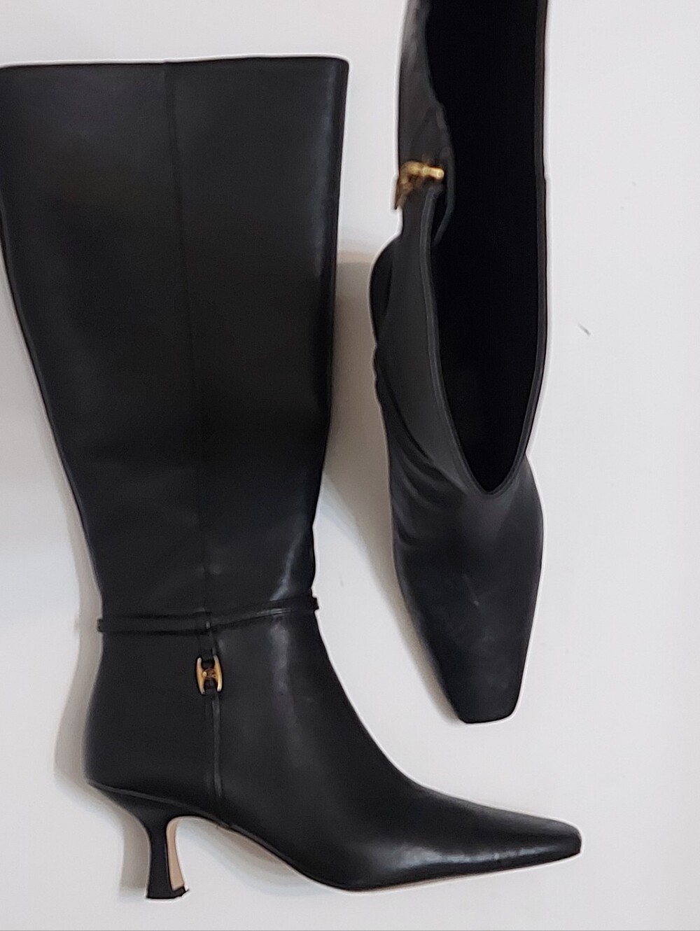 Coach women's black leather boots with heels, size 8